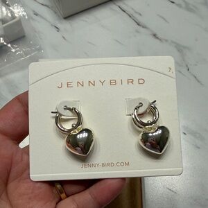 Jenny Bird Silver Heart Charm Hoop Earrings